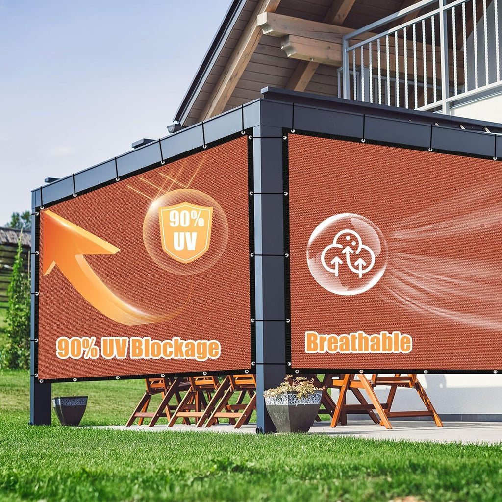 Amagenix 90% Pergola Shade Cover 12' X 20' Rust Red Sun Shade Cloth with Grommets GN07 for Outdoor Garden Patio Porch, Commercial Grade 200 GSM - Cable Zip Ties Included (We Customized)