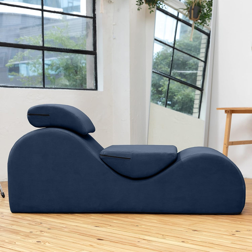 Avana Luvu Lounger - Chaise Lounge Chair for Yoga, Exercise, Massage - High Density Foam - Made in The USA - Dark Blue