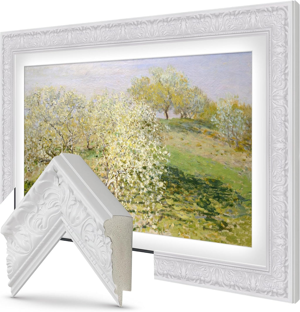 Tuscan Gloss White 55' Premiere Deco TV Frame - Compatible ONLY with Samsung The Frame TVs (Fits 2021-2026, LS03A, LS03B, LS03C, LS03D, LS03FA)