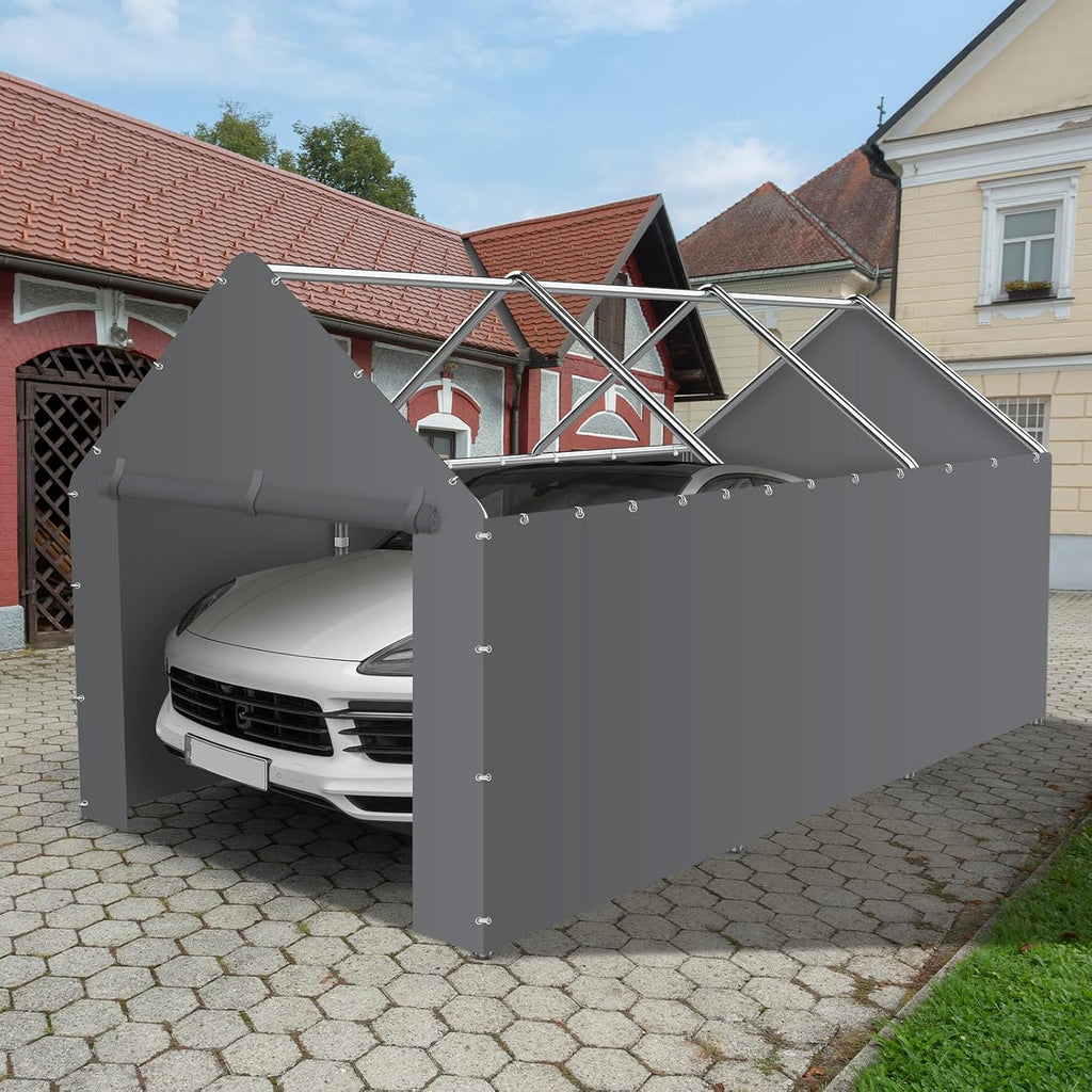 Canopy Sidewalls for 10x20x9.35FT Carport with Ball Bungee Cords, Shelter Logic Replacement Covers Canopy Walls for Car Tent Garage(Sidewalls Only) (Grey)