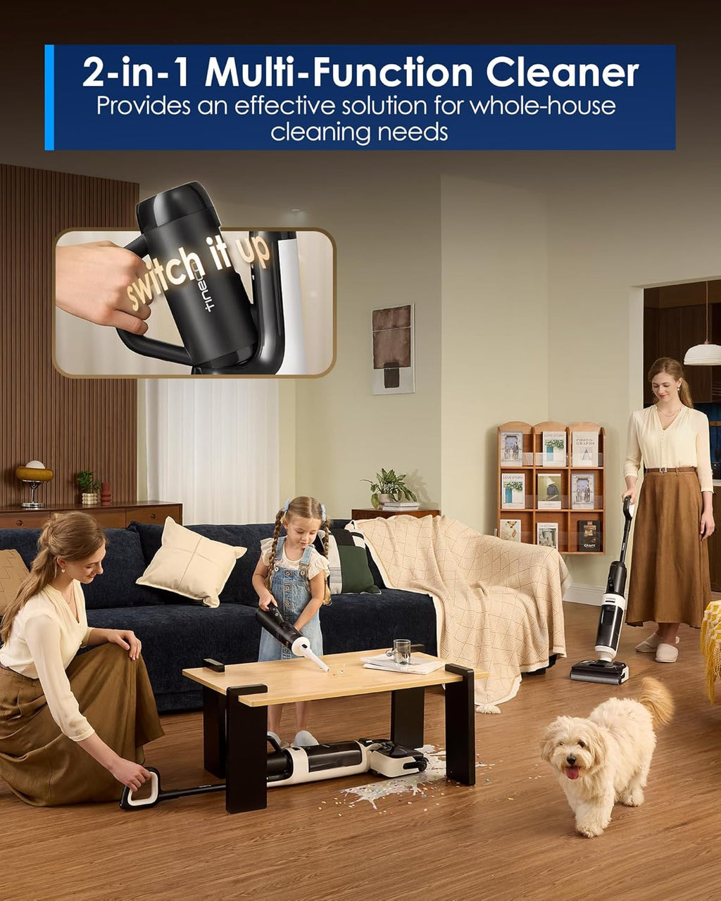 Tineco Floor One Switch S6 Stretch Breeze Wet Dry Vacuum Cleaners, Floor Cleaner Mop 2-in-1 Cordless Vacuum for Multi-Surface, 20kPa Suction, Anti-Tangle Design, Flashdry Self-Cleaning, 180° Lay-Flat