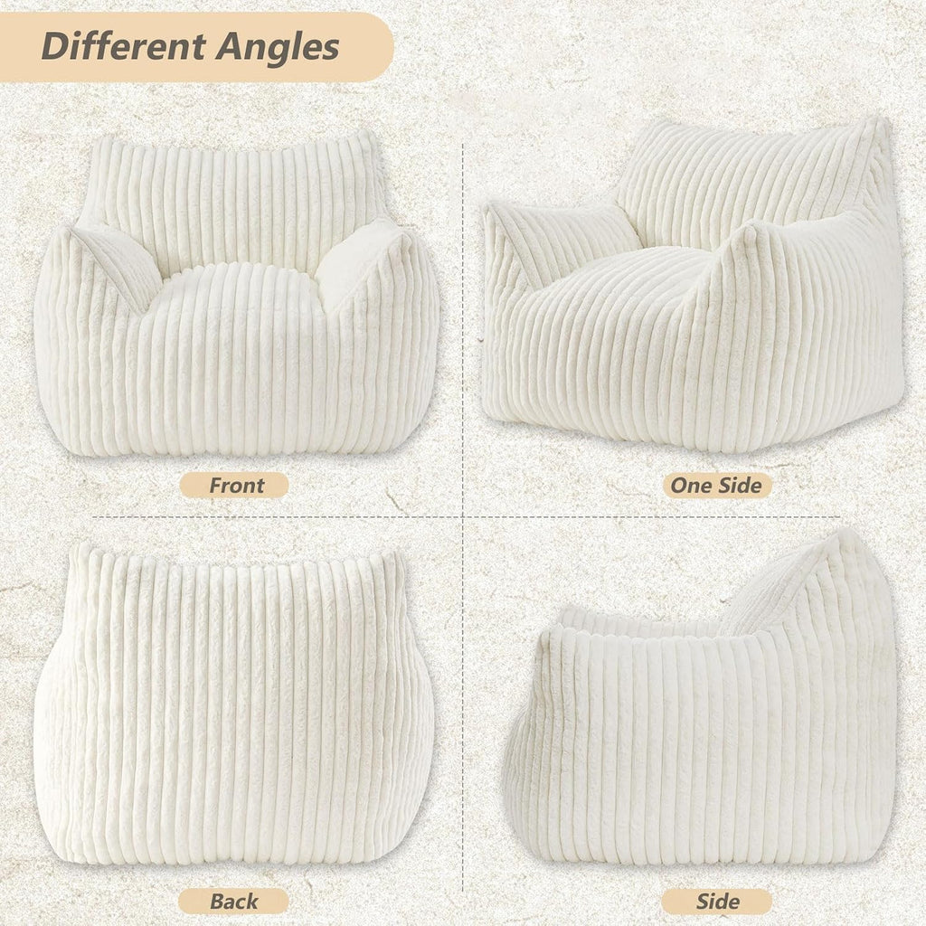 Achicsofar Giant Bean Bag Chairs for Adults Teens, Large Bean Bag Sofa Chairs with Filling Comfy Fuzzy BeanBag Chair with Armrests for Bedroom Living Room Reading