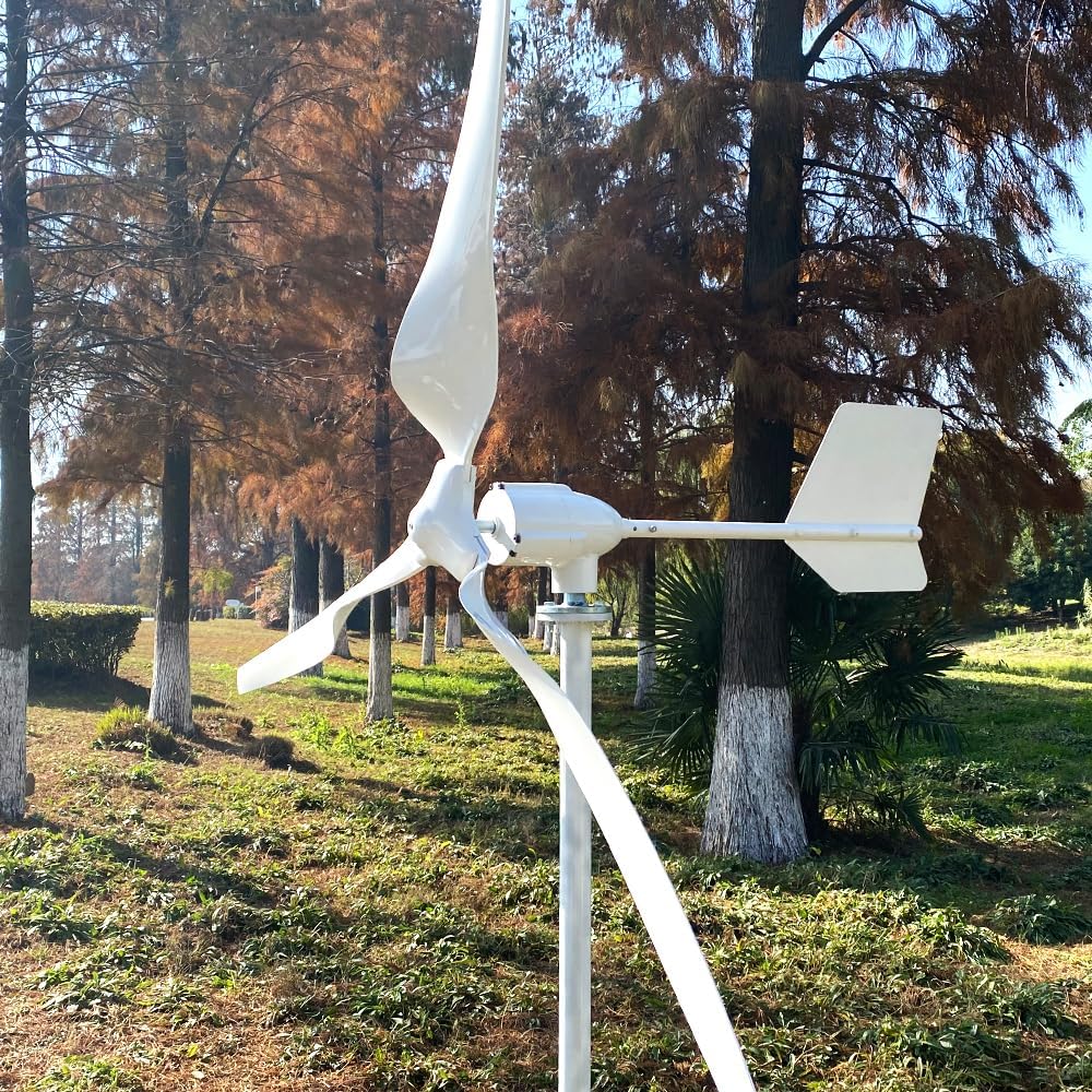 3000W 24V Wind Turbine Generator Kit 3 Blades Wind Power Generator Windmill for Hybrid Solar Wind System with LCD MPPT Charge Controller