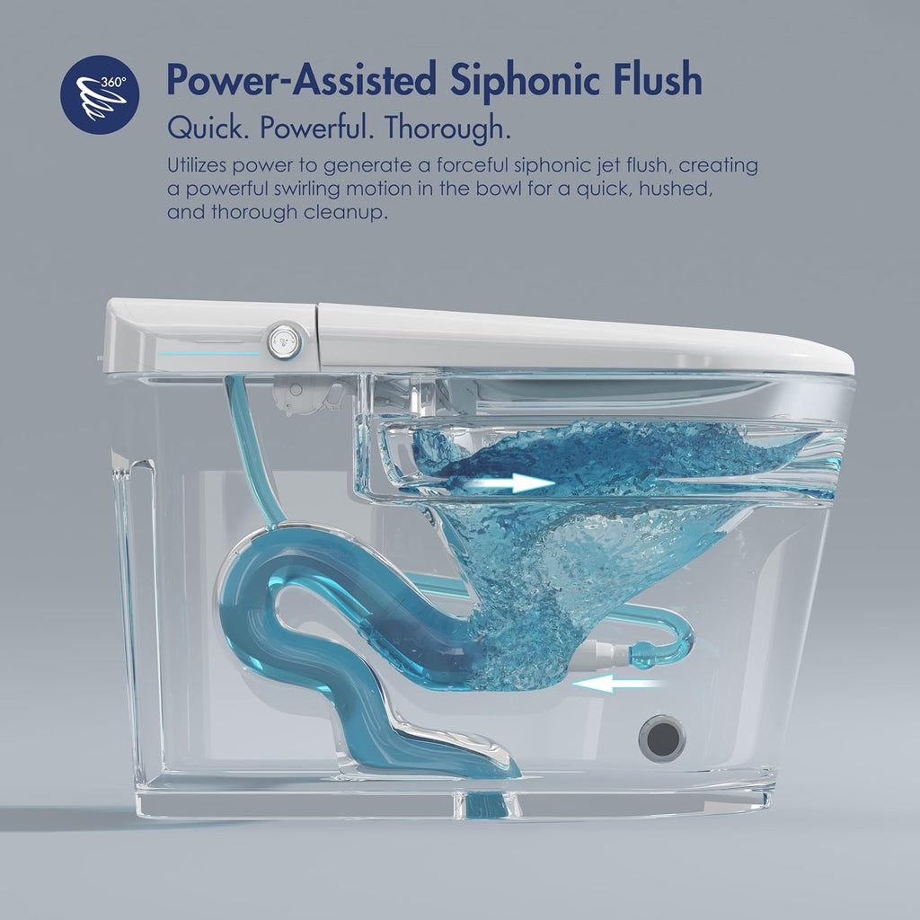 Smart Toilet with Bidet Built in, Eridanus One Piece Bidet Toilet for Bathrooms, Warm Water Wash & Dryer, Foot Sensor Flush, Elongated Heated Seat, Auto Open/Close with Digital Display, White