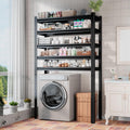 Over Washer and Dryer Shelves, 5 Tier Adjustable Metal Washing Machine Shelf, Sturdy and Spacious Laundry Room Organization and Storage Rack, 45.28''W*15.75''D*77.44''H, Black