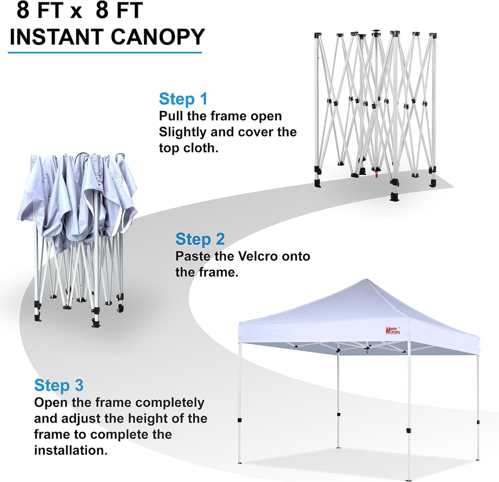 MASTERCANOPY Pop Up Canopy Tent Commercial Grade Instant Shelter (8x8, White)