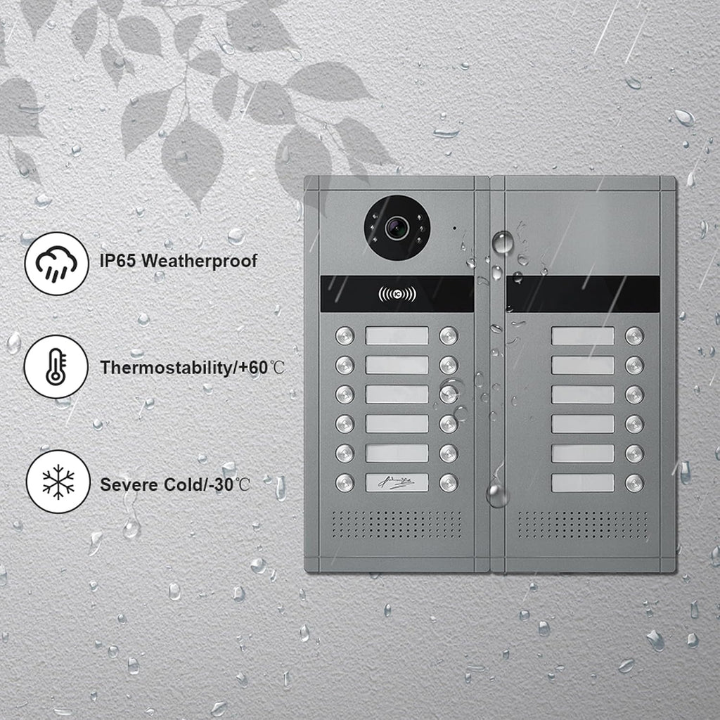 Wired Video Apartment Intercom System,6/12/18/24 Units 7 Inch Monitor 1080P Doorbell Intelligent Doorphone Kit with Motion Detection,Anti-Tamper Alarm,3 in 1 Unlock for Flat House,Tuya (18 Monitor)