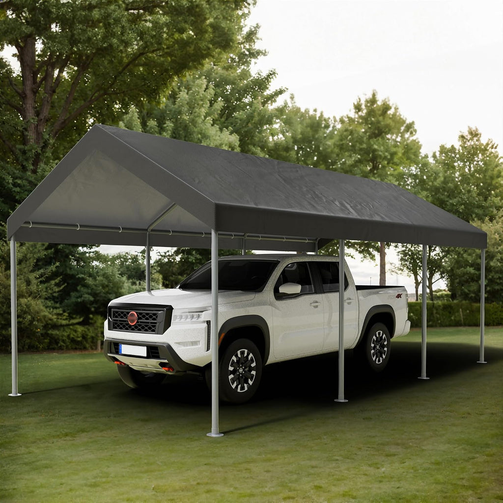 Shintenchi 10x20ft Heavy Duty Carport with UV&Wind Resistant Canopy,Portable Carport Garage Shelter with Stable Powder-Coated Steel Frame,Outdoor Carports for Car,Bike,Camp,Storage(Grey)