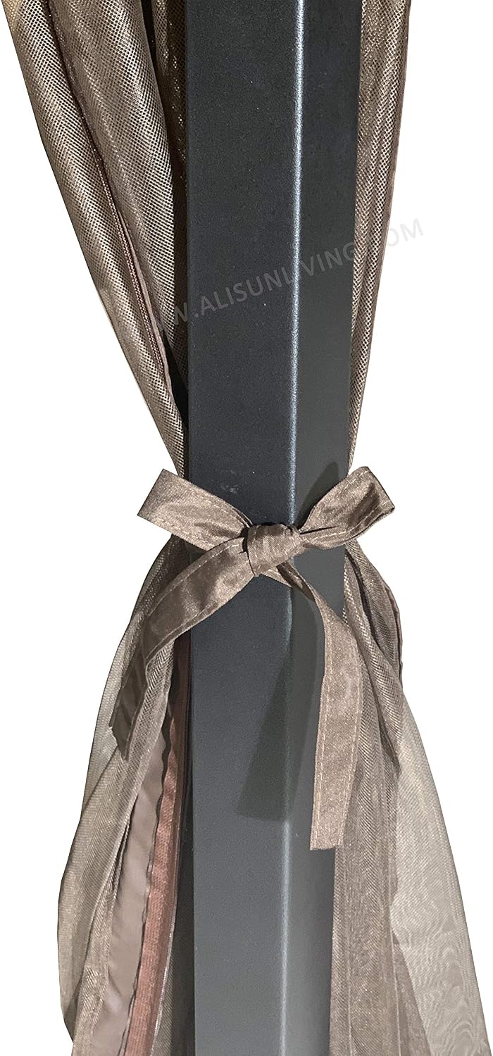 Replacement Mosquito Net for Flat-Roof Pergola - Mesh Bug Net Only (8 ft. x 10 ft., Brown)