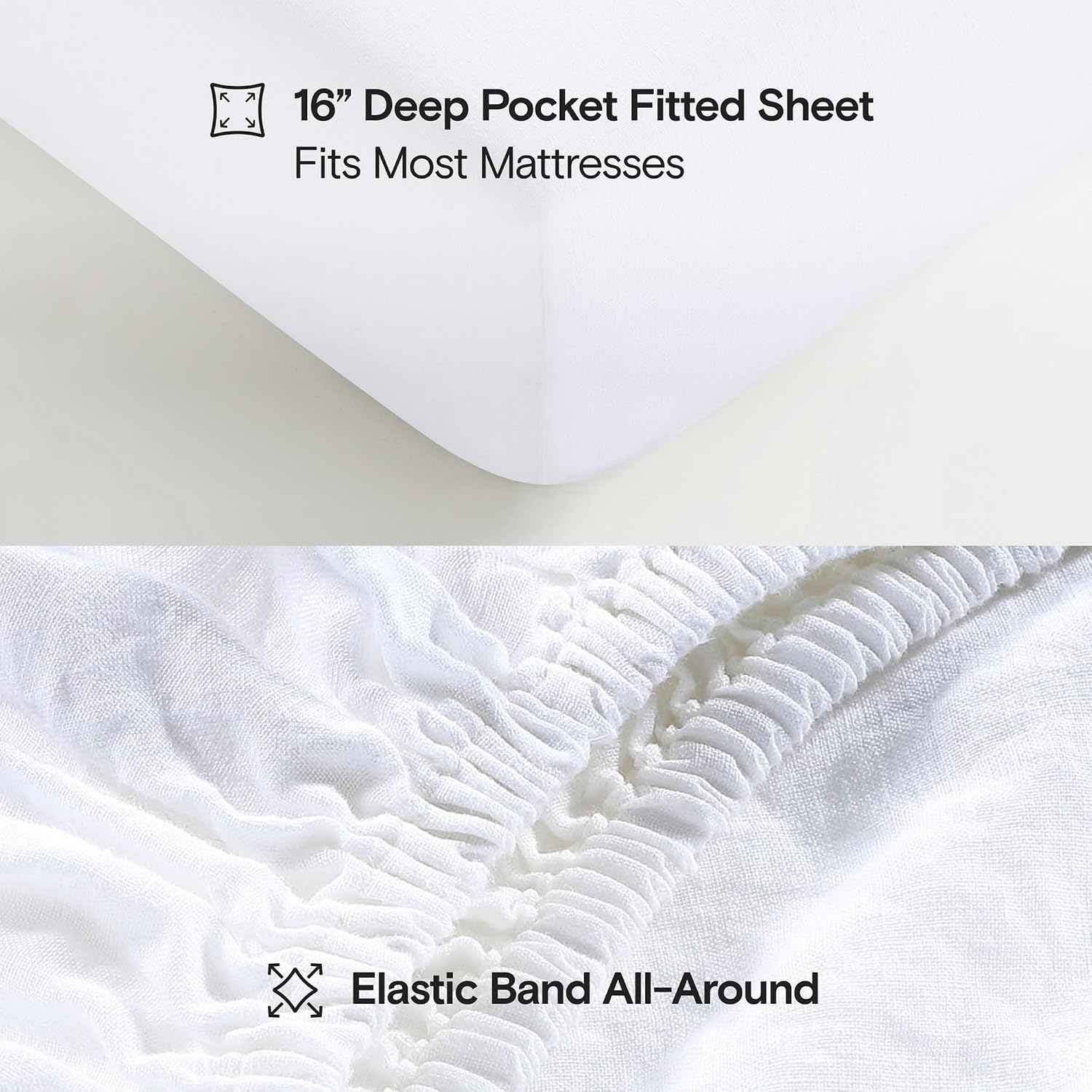 Sijo Stone Washed Organic French Linen Bed Sheet Set, GOTS Certified Organic, Best Cooling Linen Sheet Award by Sleep Foundation, 4 Piece - 2 Pillowcases, 1 Fitted and 1 Flat (Snow, Queen)