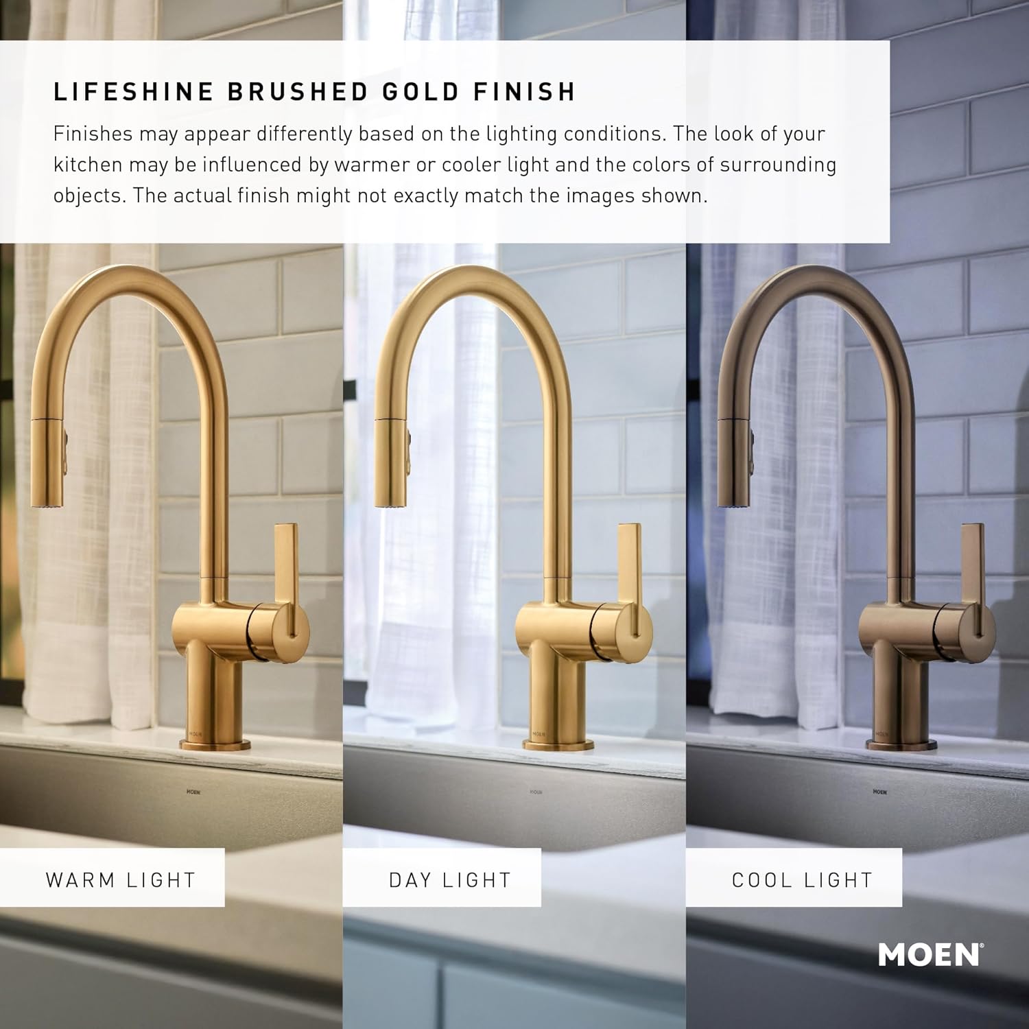 Moen Align Brushed Gold Eco-Performance Pressure Balancing Modern Tub and Shower Trim Kit with Showerhead, Lever Handle, and Tub Spout, Valve Required, T2193EPBG