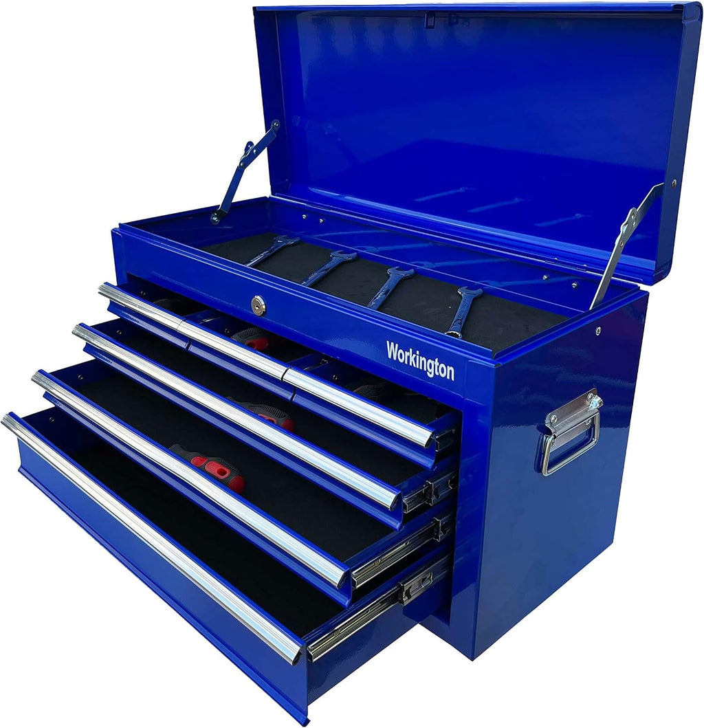 Workington Portable Metal Tool Chest with 6 Drawers, 24' 6-Drawer Tool Chest Cabinet with Ball Bearing Drawer Slides, Steel Tool Storage Box Organizer 4005 Blue