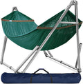 Tranquillo Double Hammock with Stand 650lb Capacity Double Hammock with Spreader Bar, Solid Grade 201 Stainless Steel 30s Set Up, Sturdy Flexible Hammock Stand Portable, Outdoor Indoor, Peacock