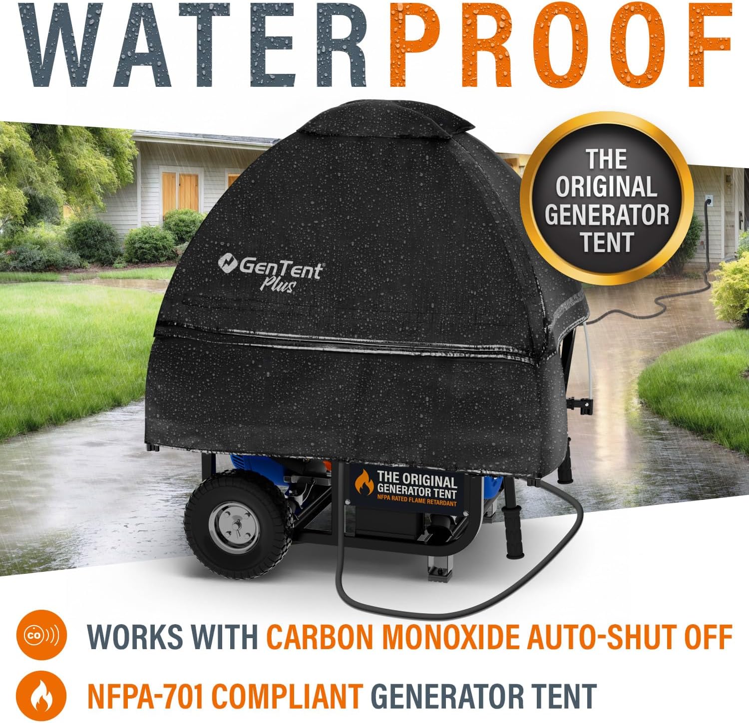 GenTent Open Frame Running Cover – Universal Kit Generator Tent (Black, Original - Plus)