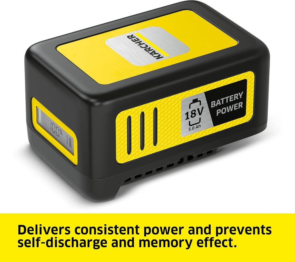 Kärcher Battery Power 18/50, 18 V Battery with 5.0 Ah Compatible Garden Tools, Real Time Technology, Intelligent Cell Monitoring, LCD Display, Lithium-Ion Cells