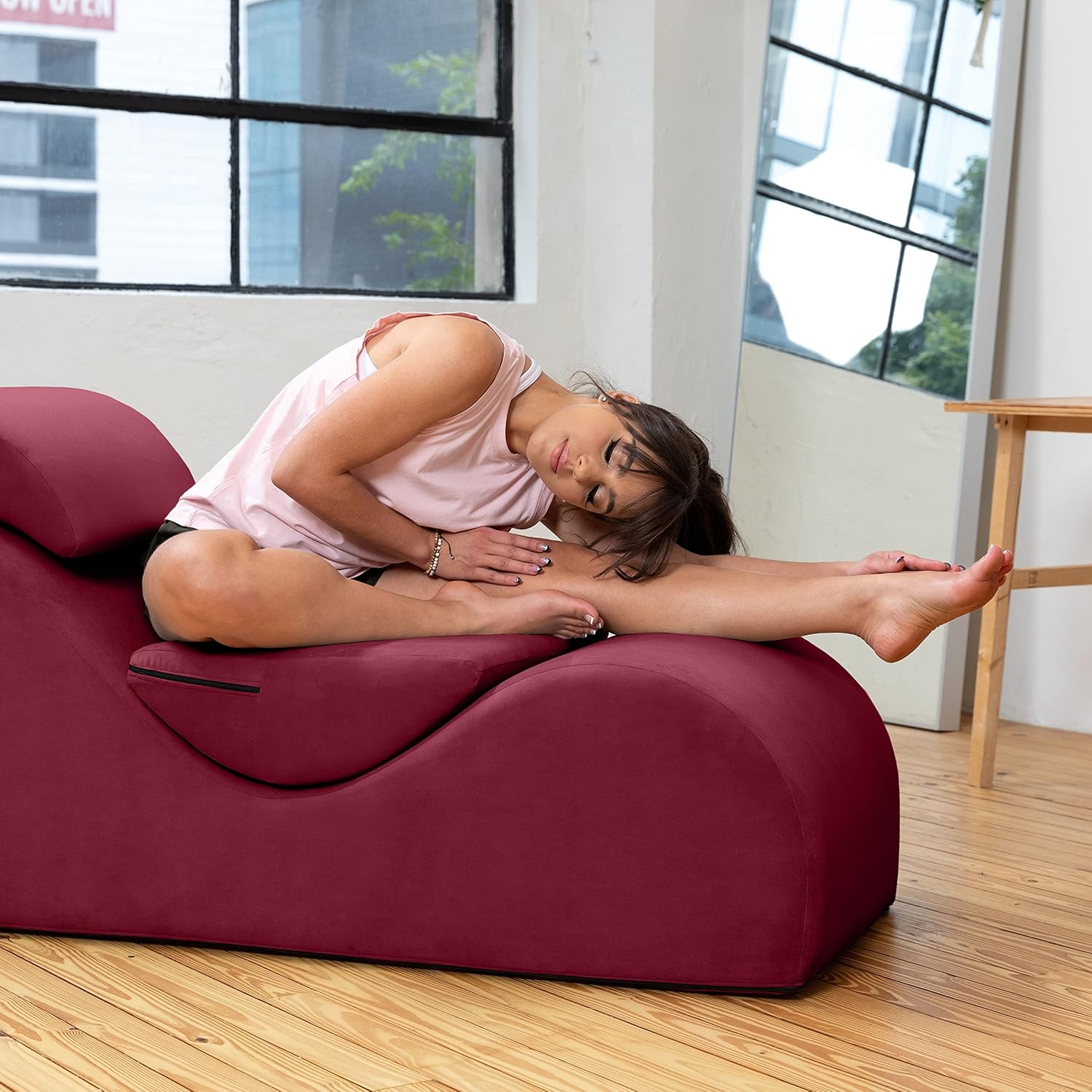 Avana Luvu Lounger - Chaise Lounge Chair for Yoga, Exercise, Massage - High Density Foam - Made in The USA - Red