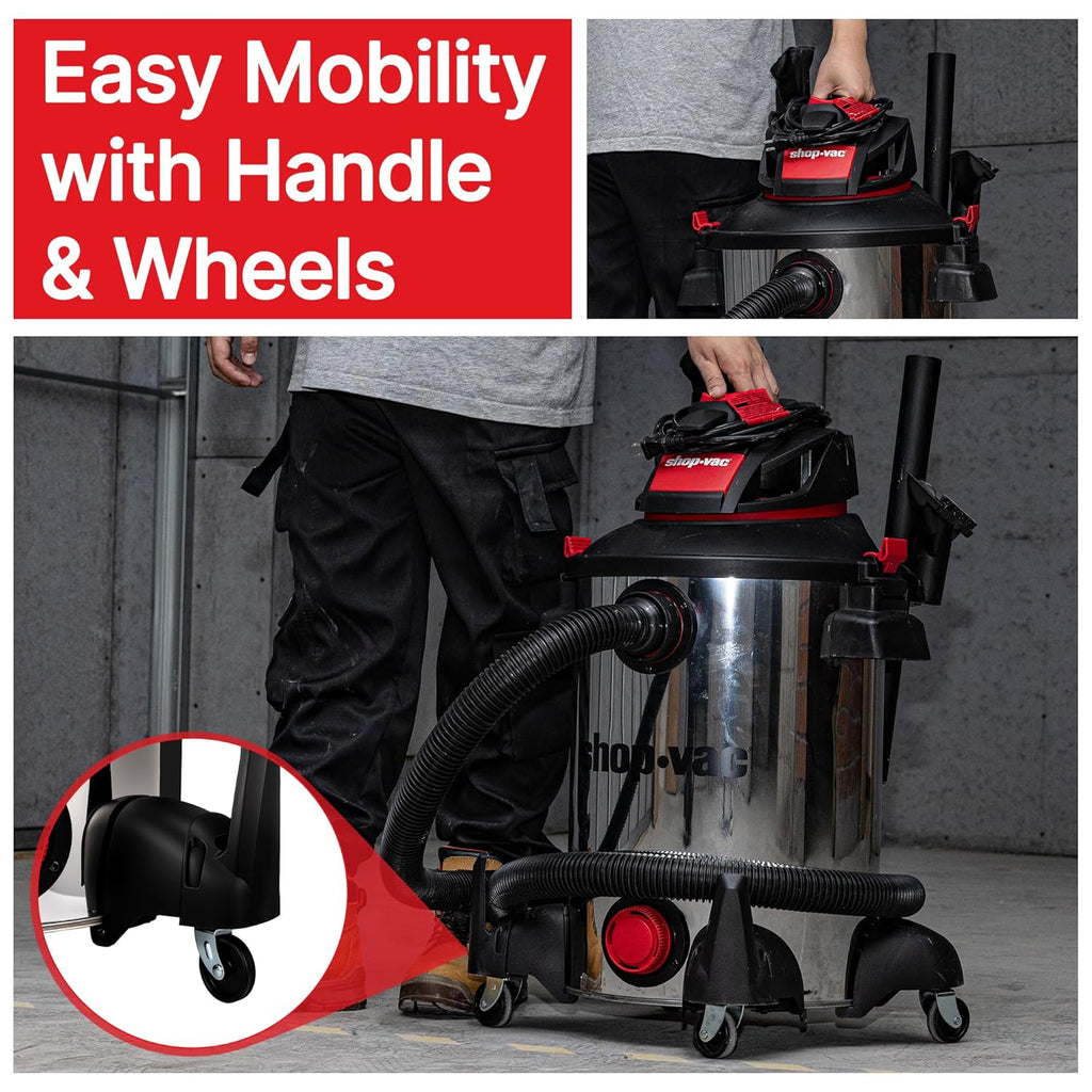 Shop-Vac 5761311 12-Gallon Wet/Dry Shop Vacuum, 6 Peak HP, 1.5 Inch Diameter x 7 Foot Hose, 20 Foot Cord, Ideal for Home, Garage, and Workshop Cleaning