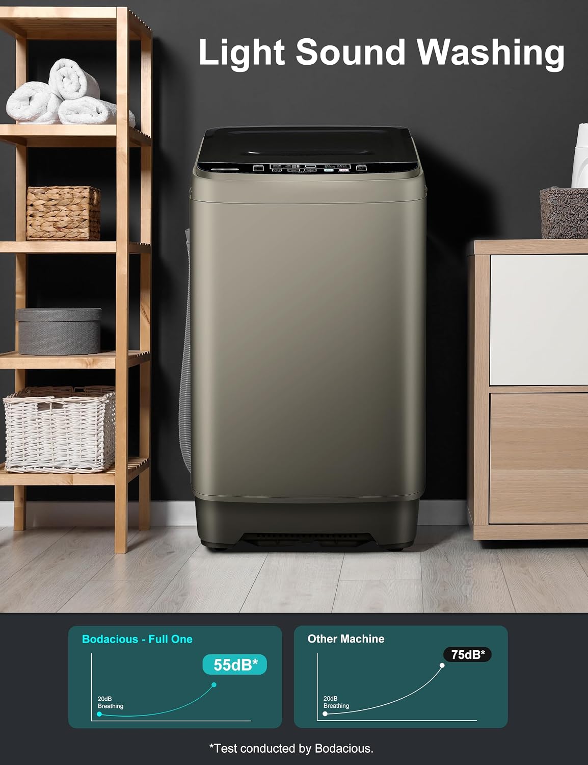 Portable Washing Machine - 2.0 Cu.ft Portable Washer Full-Automatic With LED Display, Compact Washer Ideal for Apartments, Homes, and Dorms, 10 Wash Cycles, Low Noise, IPX4 with Drain Pump