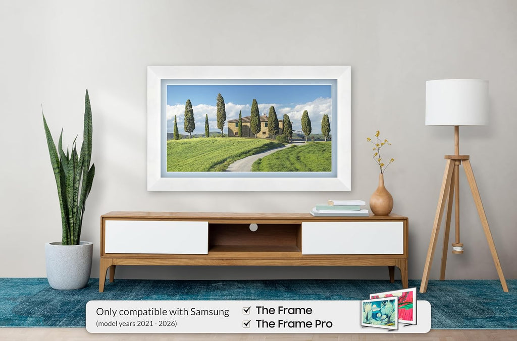 Gloss White 50' Premiere Deco TV Frame - Compatible ONLY with Samsung The Frame TVs (Fits 2021-2026, LS03A, LS03B, LS03C, LS03D, LS03FA)