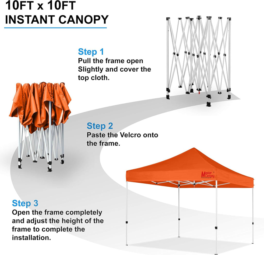MASTERCANOPY Pop Up Canopy Tent Commercial Grade 10x12 Instant Shelter (Orange)