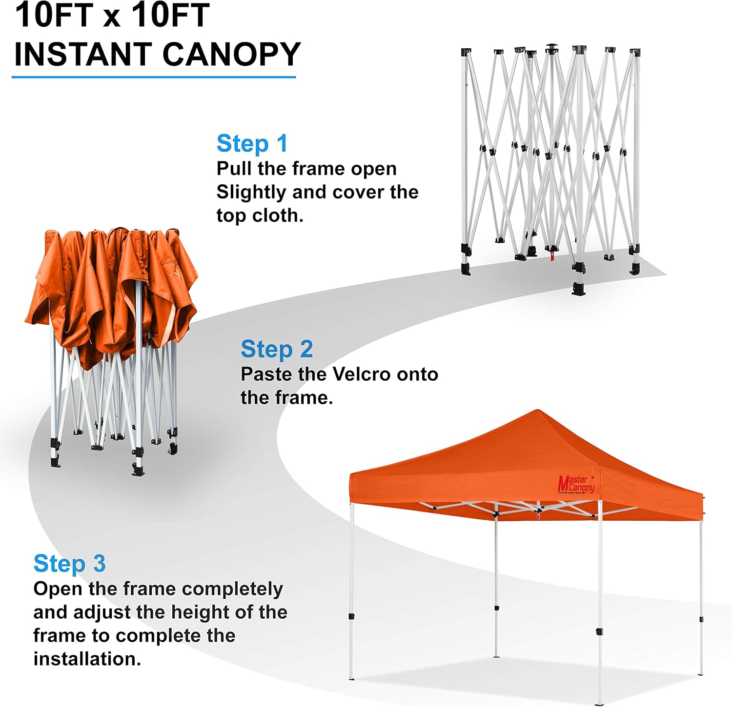 MASTERCANOPY Pop Up Canopy Tent Commercial Grade 10x12 Instant Shelter (Orange)