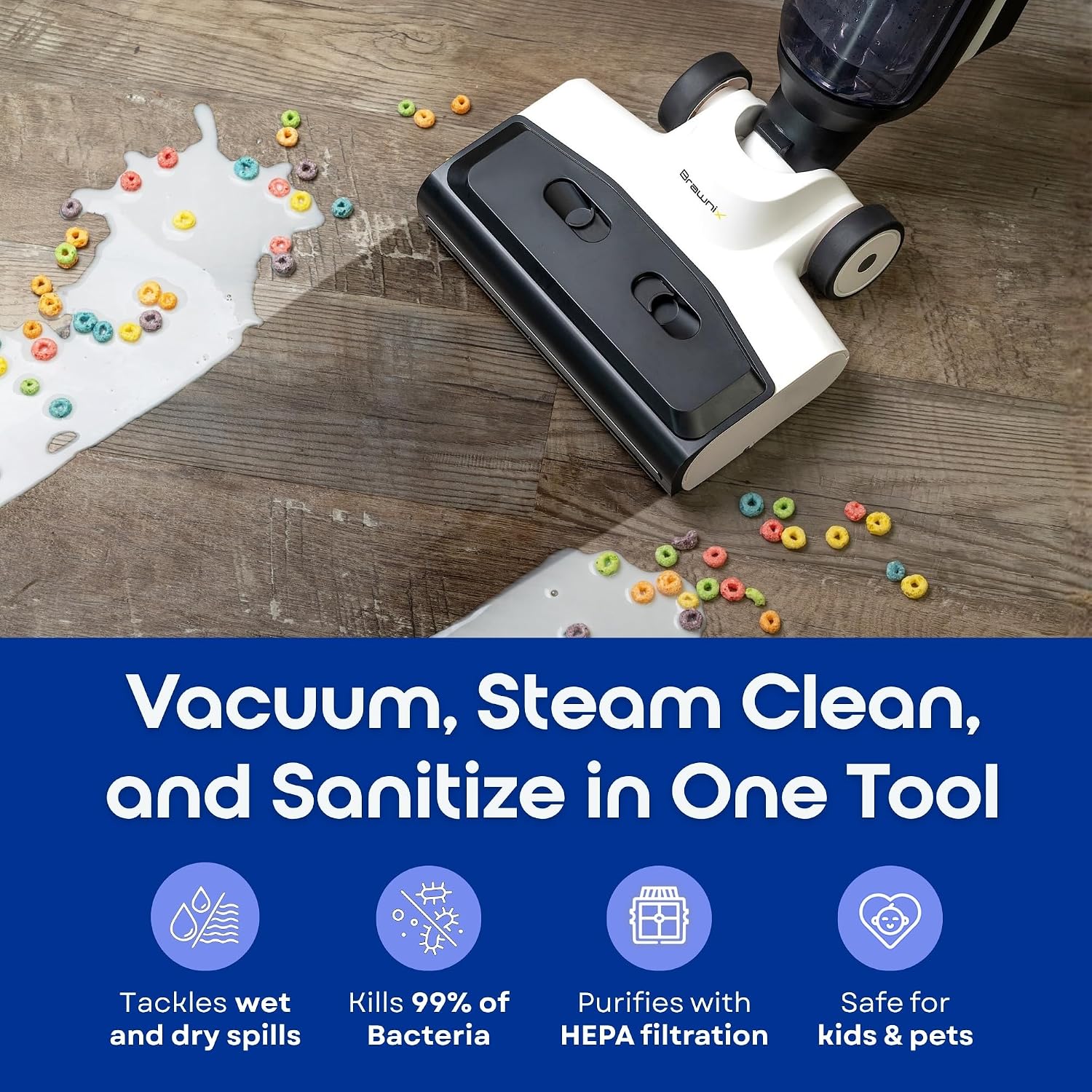 Wet Dry Vacuum and Mop for Hard Floors | Digital Display | Great for Sticky Messes, Pet Hair, Picks Up Debris & Deep Scrubs | Self Cleaning | Vacuum Cleaner for Hard Floors and Area Rugs