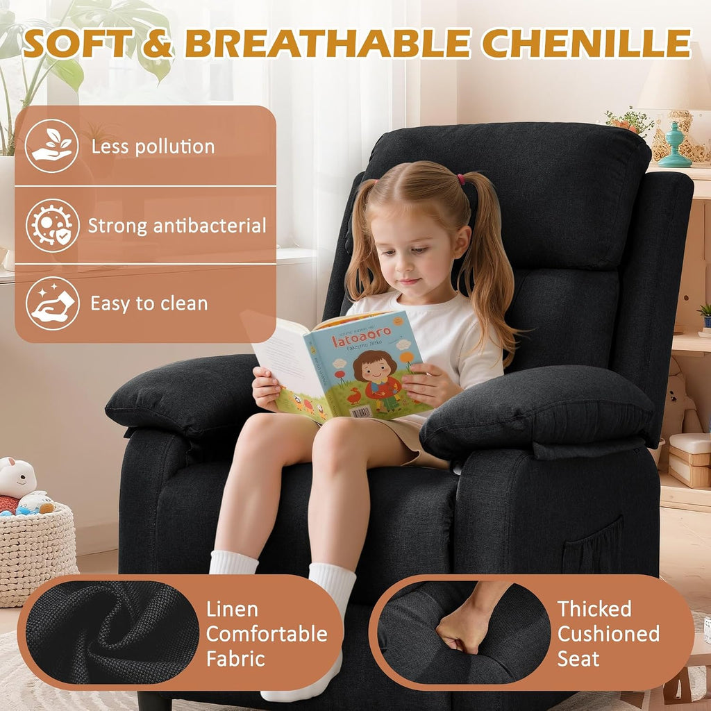 Korser Recliner Chair, Living Room Chairs for Adults, Padded Deep Seat Reading Chair with Side Pockets, Small Recliners for Small Spaces, Lounge Chair for Living Room, Bedroom, and RV (Linen)