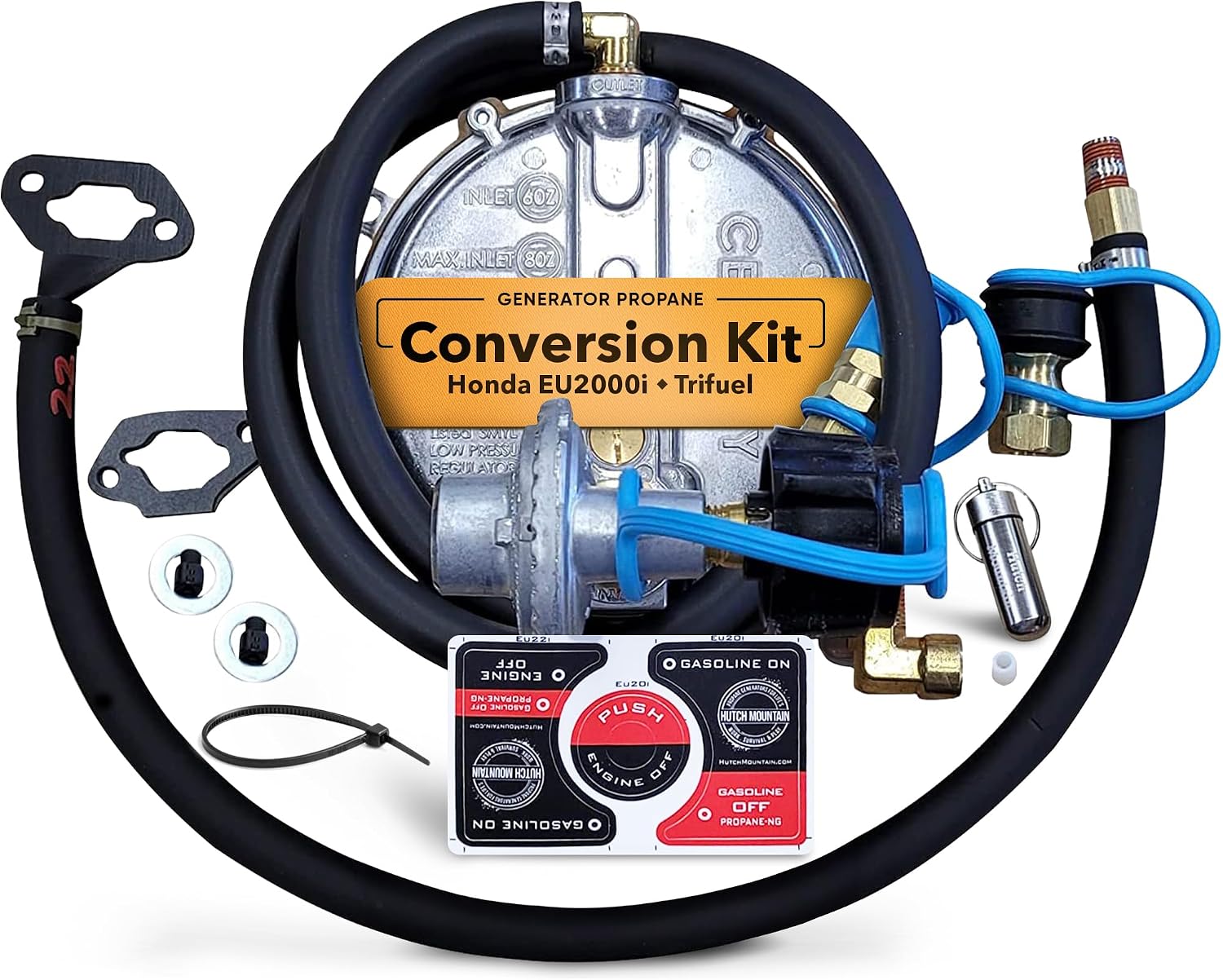 Hutch Mountain Generator Propane Conversion Kit Honda EU2000i - Dual-Fuel Conversion for Propane, Gasoline & Natural Gas - Portable Generator Backup Kit for Home Emergencies, Camping, and RVs