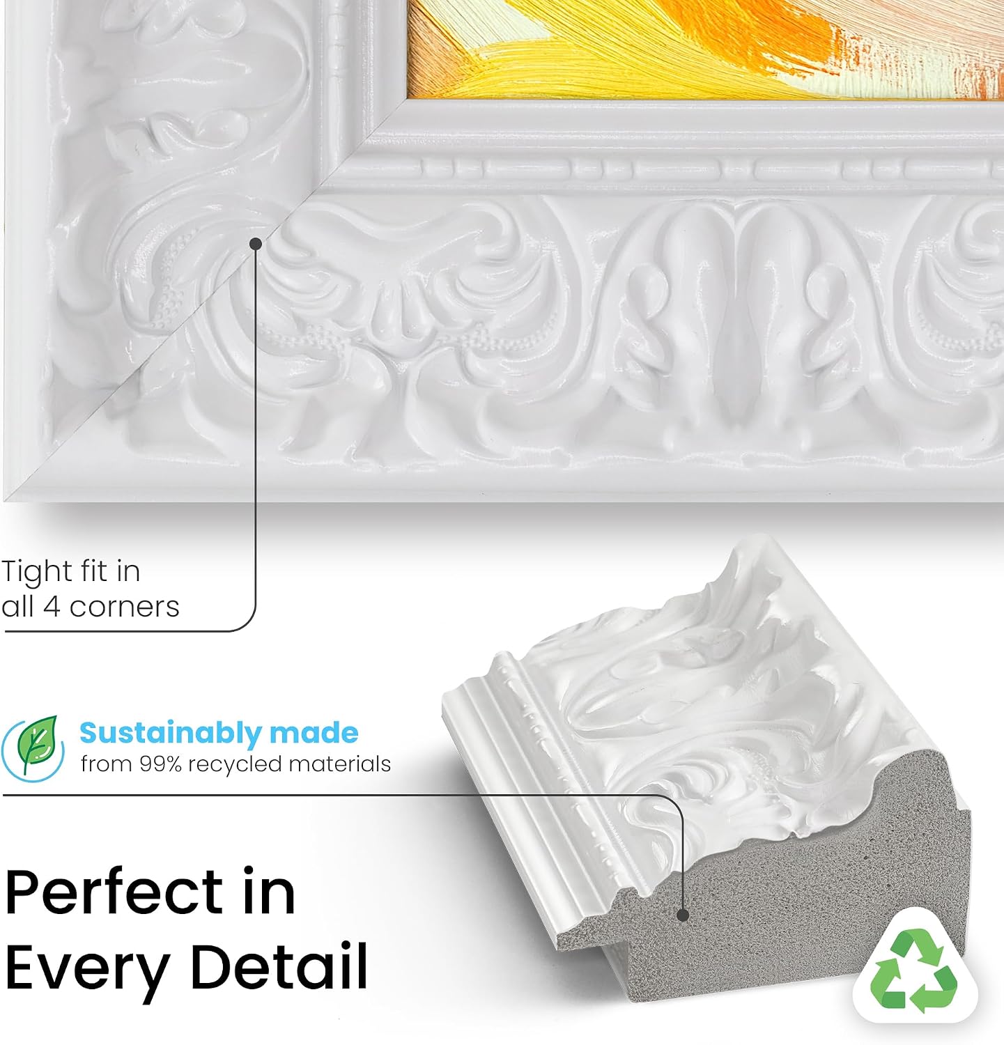 Tuscan Gloss White 55' Premiere Deco TV Frame - Compatible ONLY with Samsung The Frame TVs (Fits 2021-2026, LS03A, LS03B, LS03C, LS03D, LS03FA)