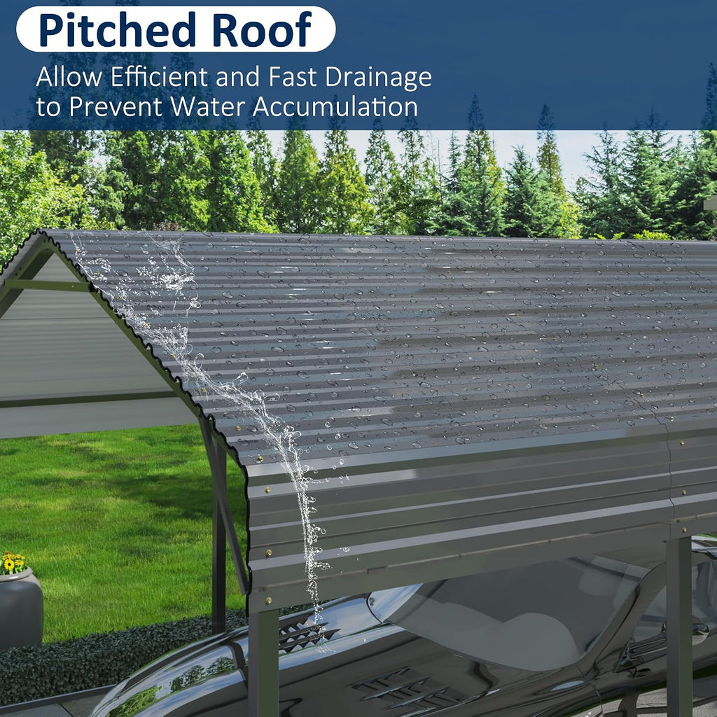 AIRWIRE 12x20 Metal Carport Canopy with Enhanced Base, Heavy Duty Car Port Garage, Outdoor Galvanized Car Shelter for Car, Boats and Truck