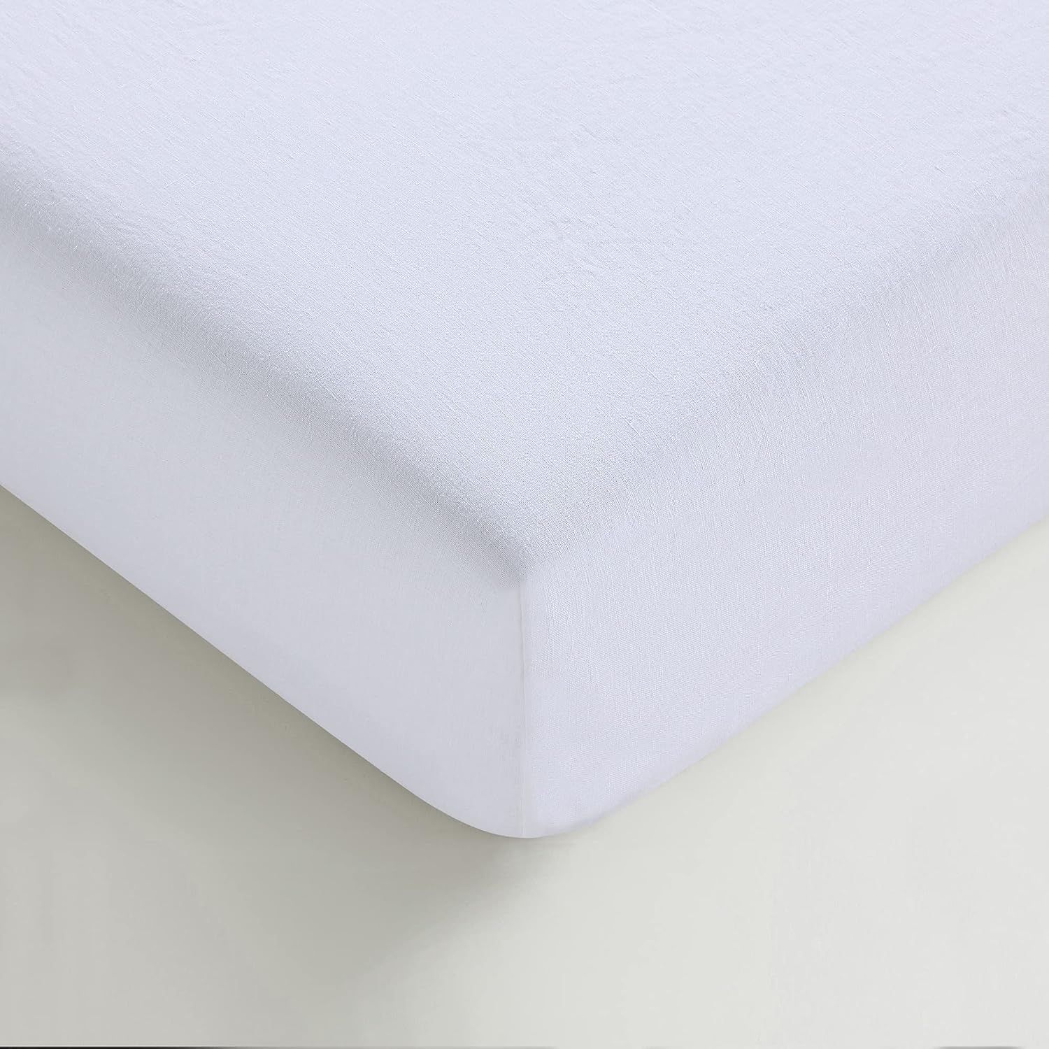Sijo Stone Washed Organic French Linen Bed Sheet Set, GOTS Certified Organic, Best Cooling Linen Sheet Award by Sleep Foundation, 1 Flat Sheet Only (Snow, King/Cal King)