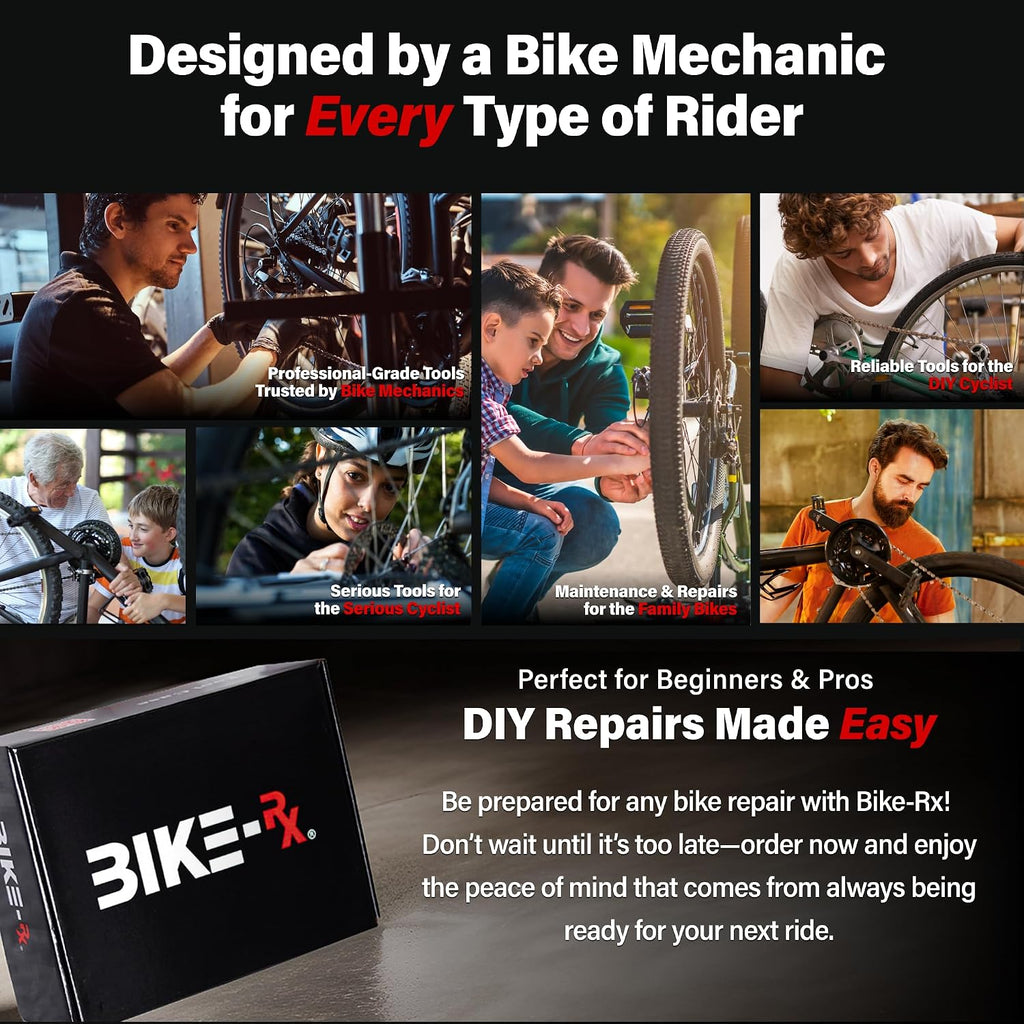 Elite 37-Piece Bike Tool Kit – Bicycle Repair & Maintenance Set for Mountain, Road, BMX & E-Bikes, w/Chain Breaker, Tire Repair Tools & Locking Hard Case