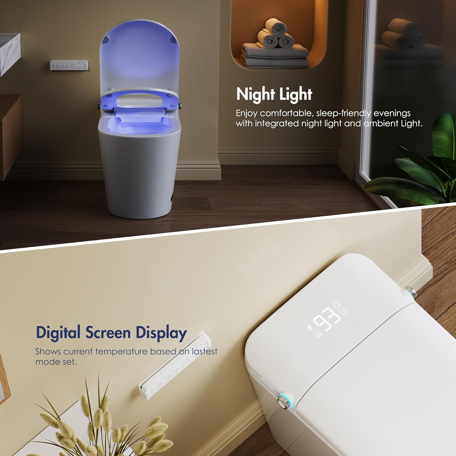 Smart Toilet with Bidet Built in, Eridanus One Piece Bidet Toilet for Bathrooms, Warm Water Wash & Dryer, Foot Sensor Flush, Elongated Heated Seat, Auto Open/Close with Digital Display, White