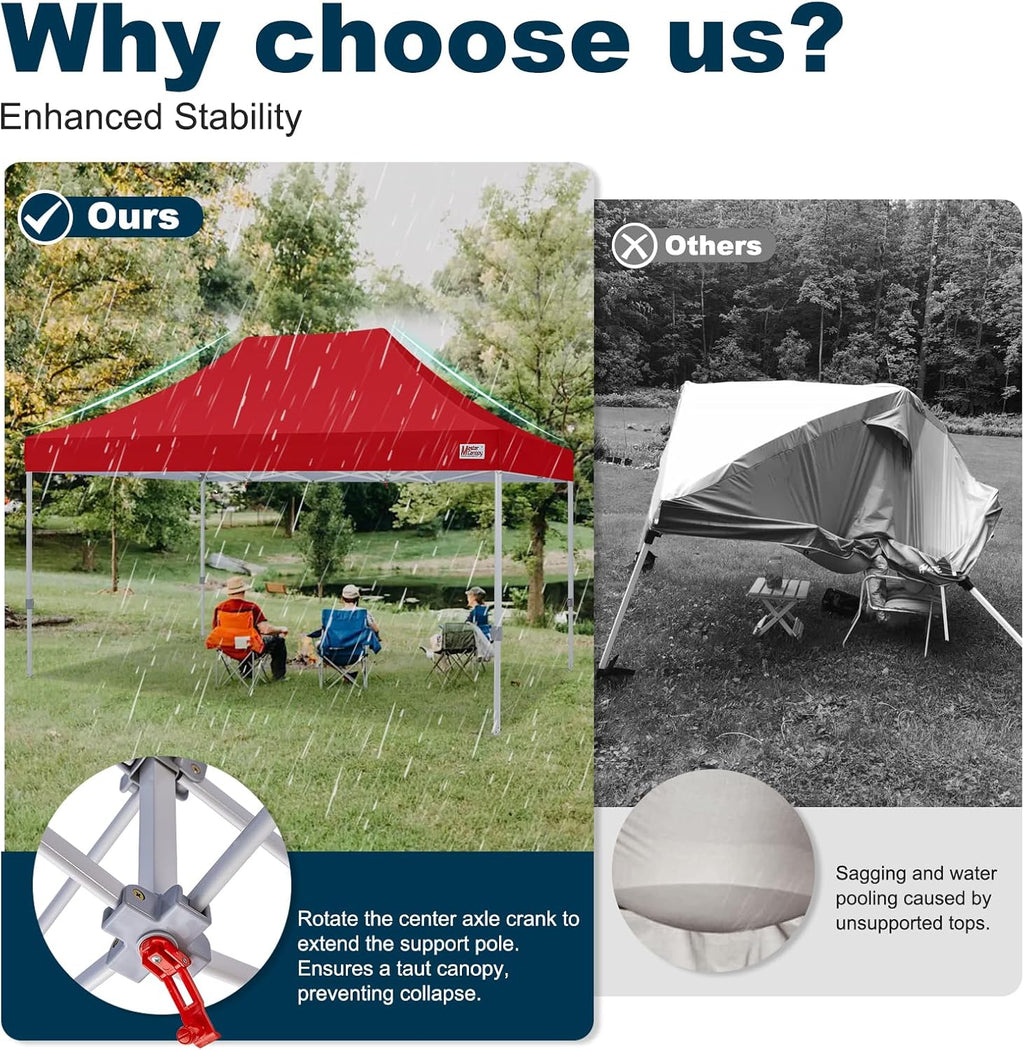 MASTERCANOPY Pop Up Canopy Tent Commercial Grade 10x15 Instant Shelter (Red)