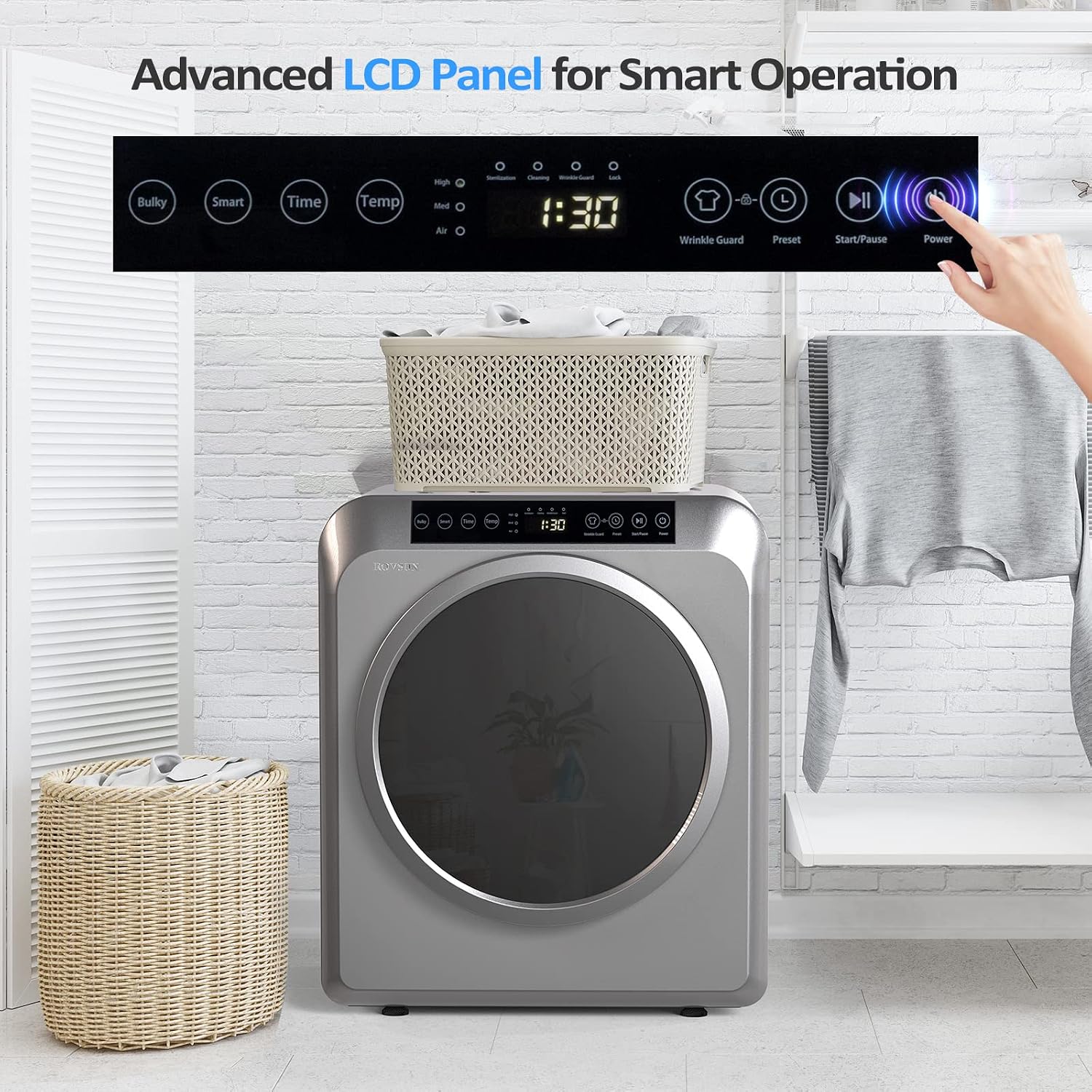 ROVSUN 30LBS Full Automatic Washing Machine and 3.5CuFt Portable Clothes Dryer Set, Electric Laundry Washer and Dryer Combo Set with Stainless Steel Inner Tub, for Apartment, Dorms, Home