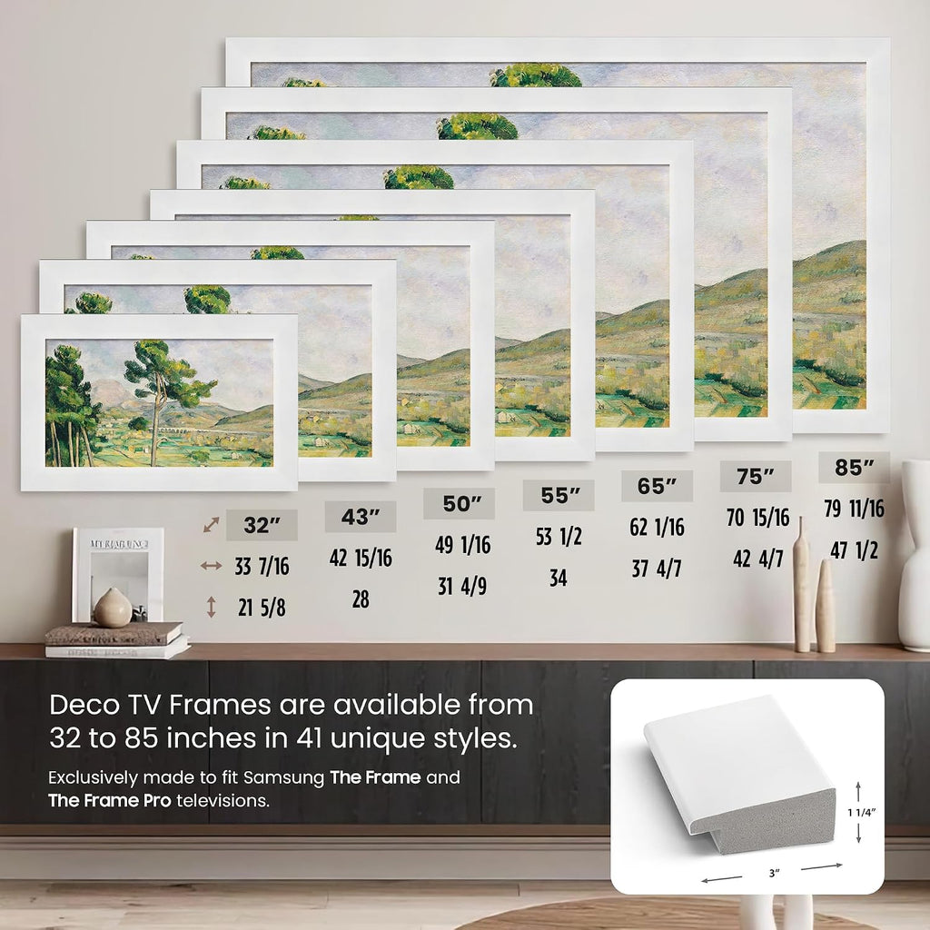 Gloss White 75' Premiere Deco TV Frame - Compatible ONLY with Samsung The Frame TV and Pro TVs (Fits 2021-2026, LS03A, LS03B,LS03C,LS03D,LS03FA,LS03FW)