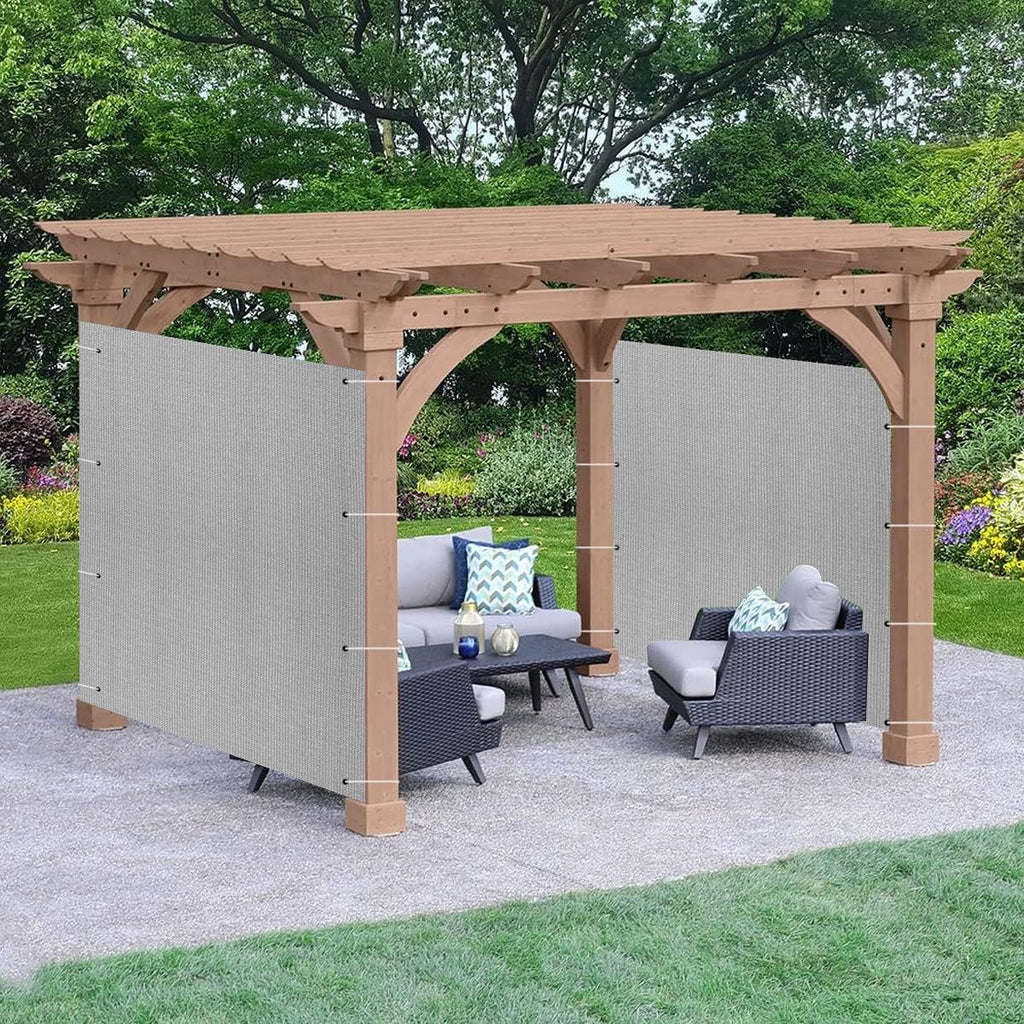 20' x 12' Grey Sun Shade Panel Privacy Screen, 95% UV Blockage Awning Shelter Fabric Cloth Screen for Pergola, Gazebo, Window, Patio - Heavy Duty Commercial Grade (Custom Size - Made in USA)