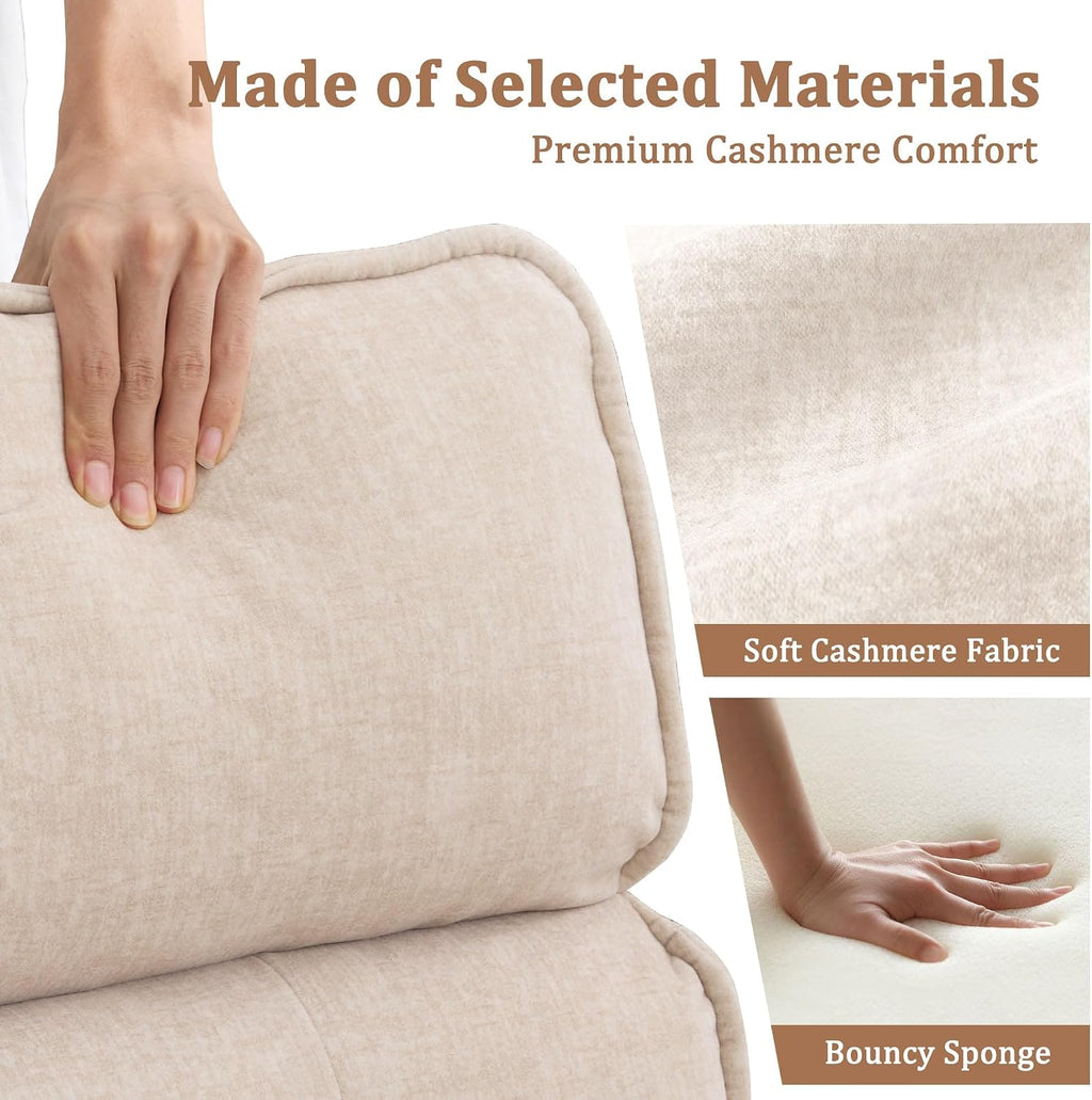 Korser Power Recliner Chair, Modern Electric Recliner Chairs for Adults, Comfy Recliners for Living Room, Cashmere Reclining Chair with Side Pockets & One-Touch Adjustment for Bedroom, Lounge, Khaki