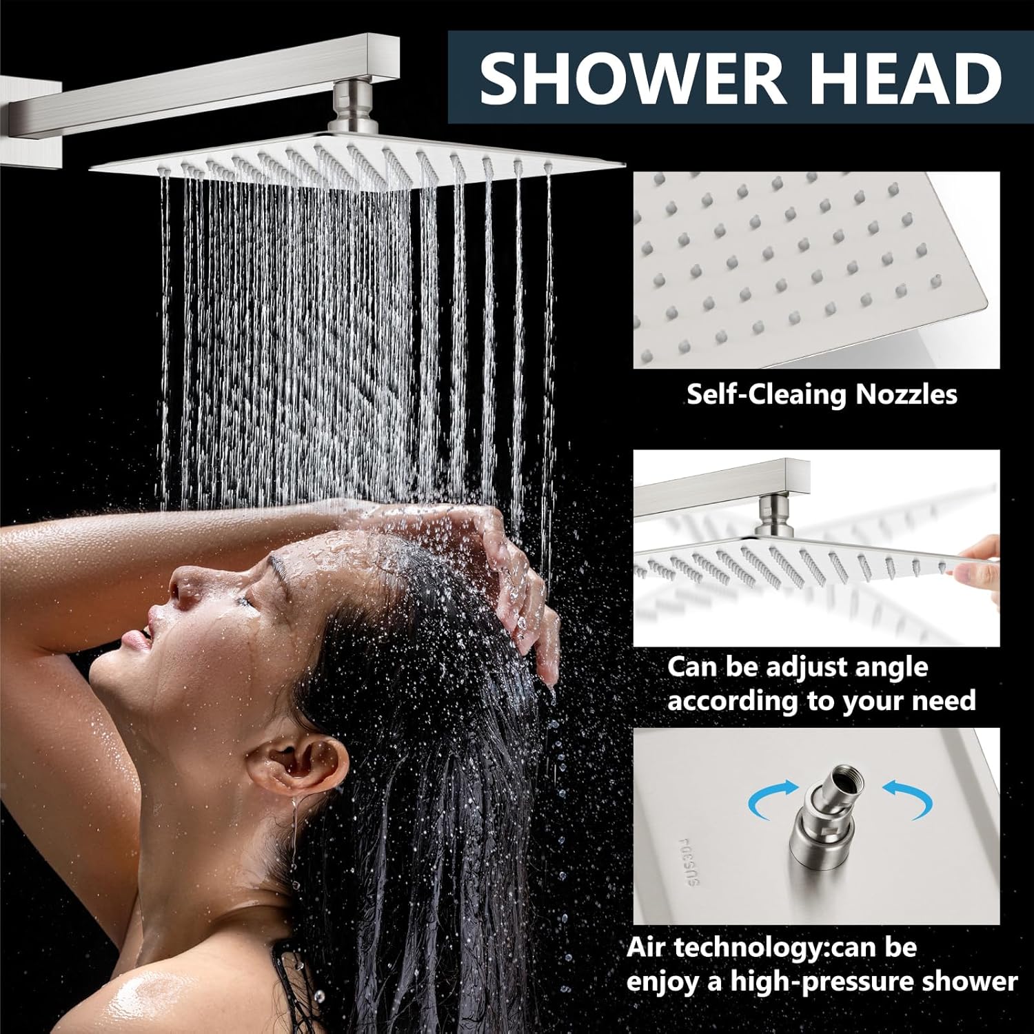 Aolemi Shower Faucet Set Rain Shower System with Handheld Spray Bathroom Shower Combo Rough-in Valve and Shower Trim Kit Included Brushed Nickel 10 Inch Wall Mount Shower Head