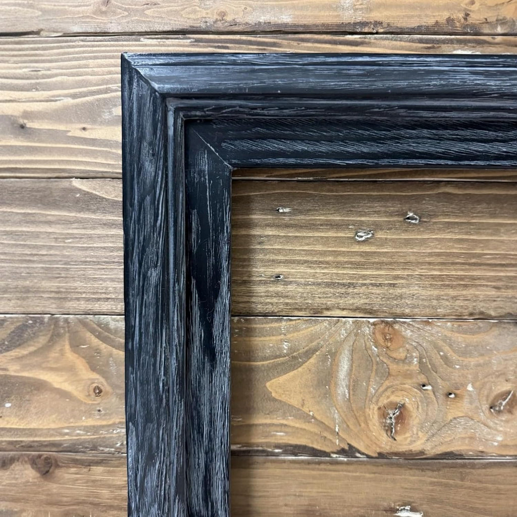 32, 43, 50 & 55 Inch Handmade wood TV Frame for Samsung The Frame TV, Rustic Distressed Black finish (not for use with other models) (43 INCH)