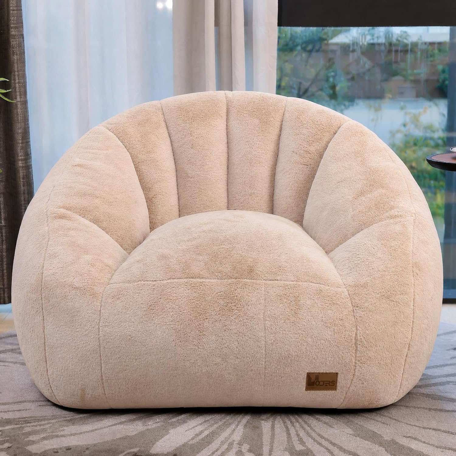Giant Bean Bag Chair for Adults, Teens and Kids, Cozy Fluffy Corduroy Beanbag Chair with Filler, Large Floor Lounge Sofa for Living Room, Bedroom, Dorm, Gaming and Reading(Khaki)