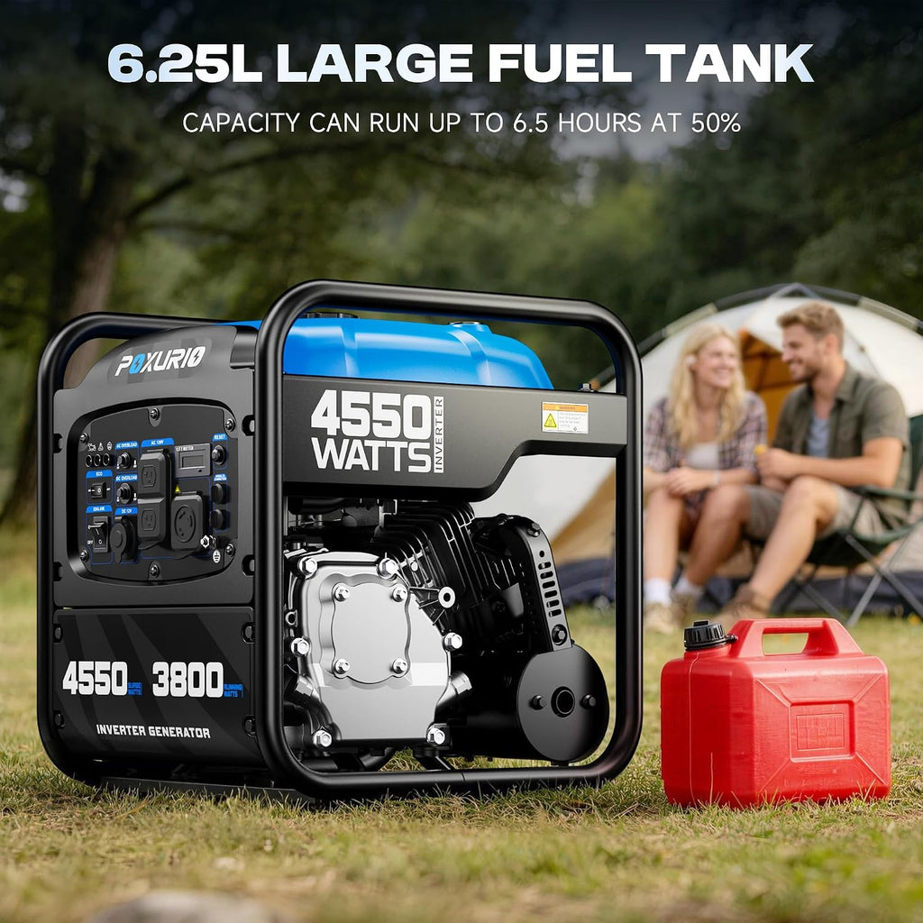 4550-Watt Portable Inverter Generator for Home Use, Open Frame Generator Gas Powered, Lightweight & Quiet for Home Use and Emergency Backup, EPA Compliant-Blue