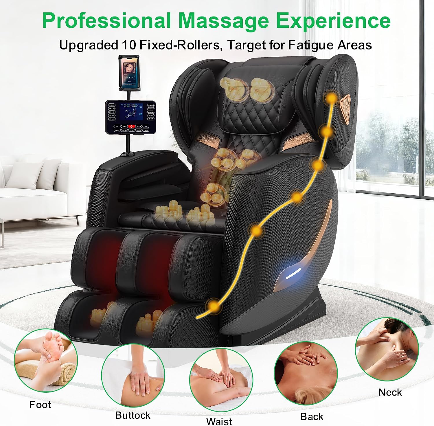 Upgraded Massage Chair Full Body, Zero Gravity Massage Chair Recliner- 10 Fix Points, 2026 Shiatsu Massage Chairs with Heat, Airbags, Foot Massage, 6 Auto Modes, Bluetooth Speaker