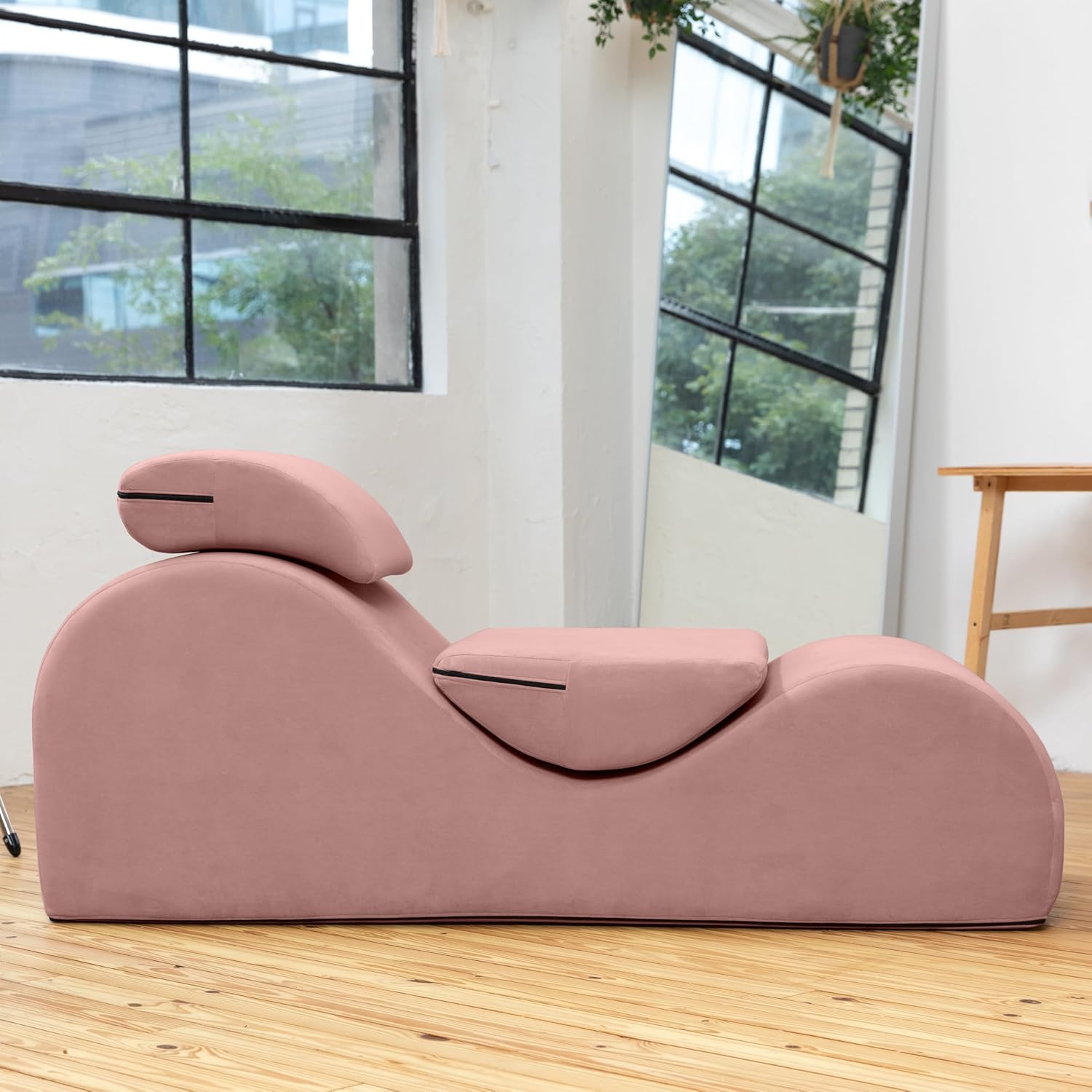 Avana Luvu Lounger - Chaise Lounge Chair for Yoga, Exercise, Stretching - High Density Foam - Removable Cover and Resistant Inner Liner - Made in The USA - Rose Pink