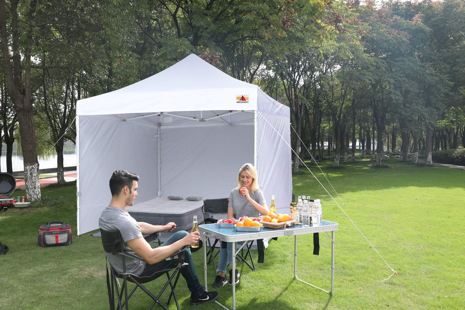 ABCCANOPY 10x10 ft Pop Up Canopy Tent Commercial Instant Outdoor Canopy Premium-Series with 3 Sidewalls and Hexagonal Legs, White
