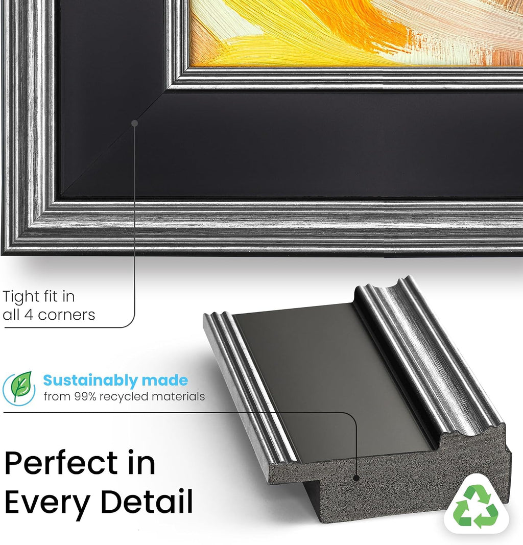 Antique Silver & Black 50' Premiere Deco TV Frame - Compatible ONLY with Samsung The Frame TVs (Fits 2021-2026, LS03A, LS03B, LS03C, LS03D, LS03FA)
