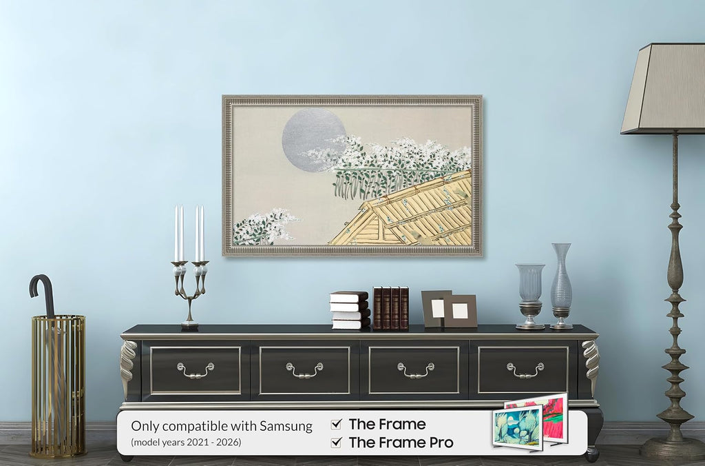 Empire Silver 50' Slim Deco TV Frame - Compatible ONLY with Samsung The Frame TVs (Fits 2021-2026, LS03A, LS03B, LS03C, LS03D, LS03FA)