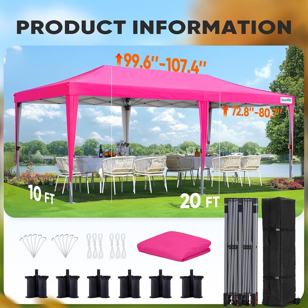 Quictent 10x20 Pop up Canopy Without Sidewalls Easy up Canopy Tent Instant Shelter with Windows for Outdoor Events Parties Weddings Commercials Vendors