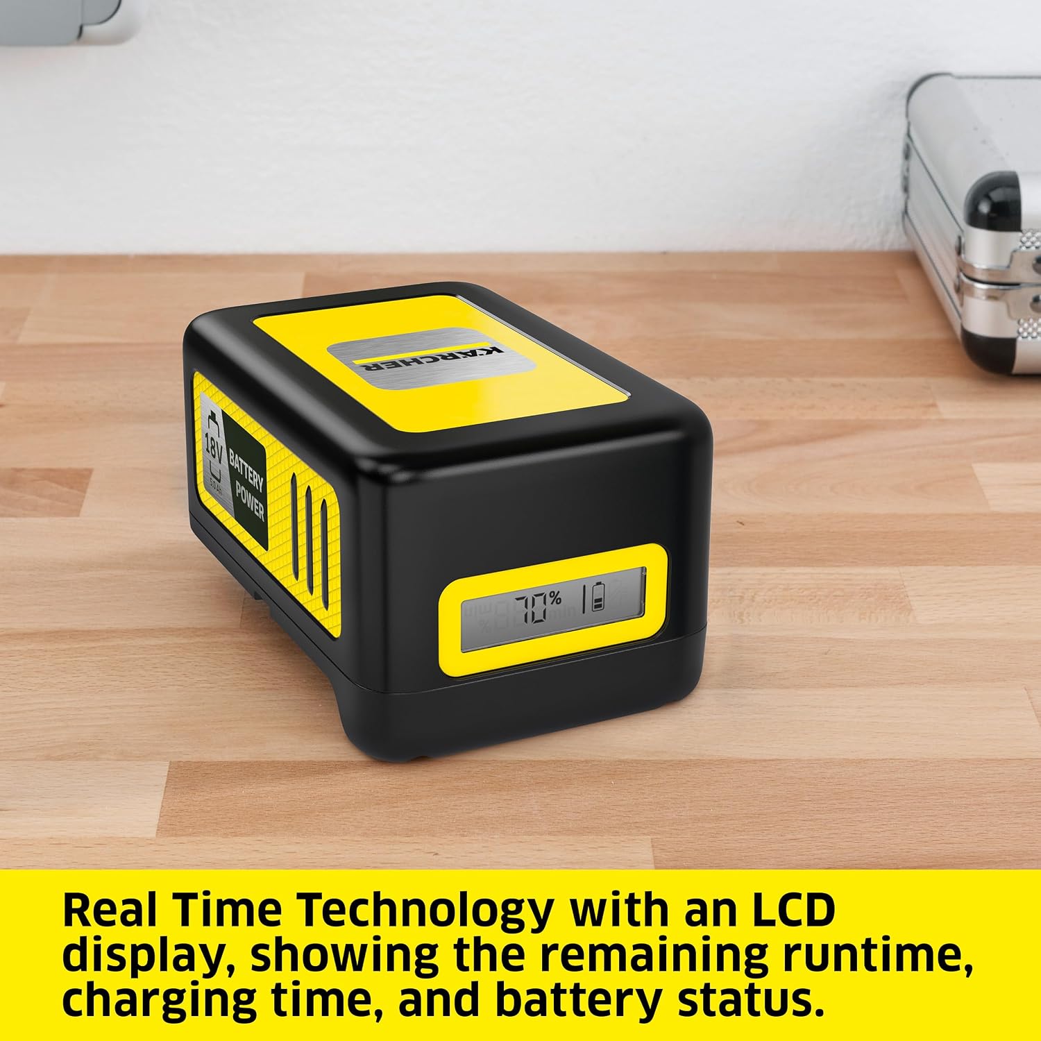 Kärcher Battery Power 18/50, 18 V Battery with 5.0 Ah Compatible Garden Tools, Real Time Technology, Intelligent Cell Monitoring, LCD Display, Lithium-Ion Cells