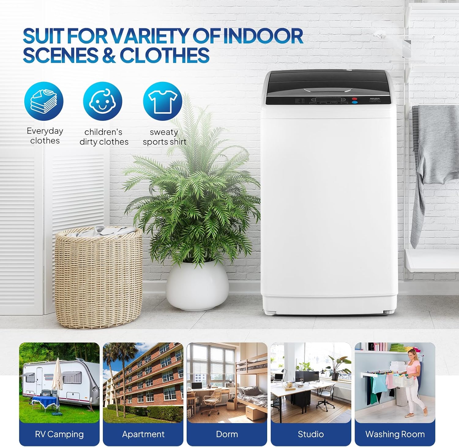 Bonnlo 25LBS Fully Automatic Washer, 2 in 1 Portable Washing Machine, Top Load Washer and Spin Dryer Combo with Drain Pump, 10 Washing Programs & 5 Water Level for Home, Apartment